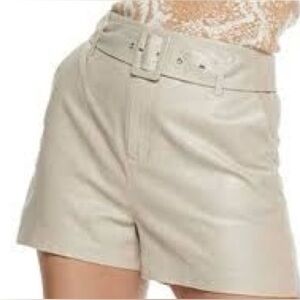 Nine West NEW Belted‎ Linen Blend Gold Metallic Welt-Pocket Shorts Size Small